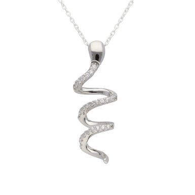 New Sterling Silver Gem Set Snake Pendant & 18" Chain Necklace