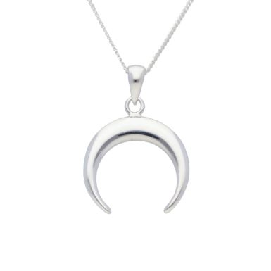 New Sterling Silver Crescent Moon Pendant & 18" Chain Necklace
