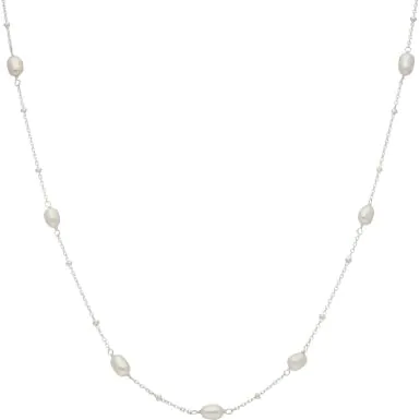 New Sterling Silver 16-18" Freshwater Cultured Pearl Necklace