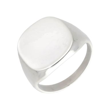 New Sterling Silver Cushion Shaped Polished Signet Ring