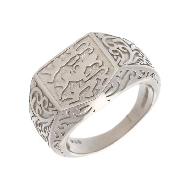 New Sterling Silver 3 Lions England Signet Ring