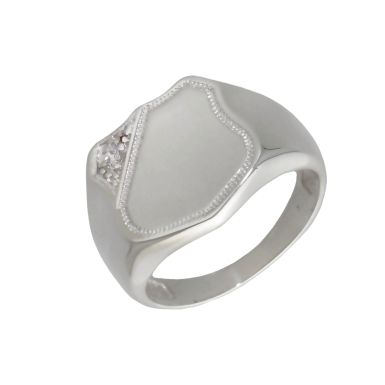 New Sterling Silver Shield Signet Ring