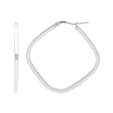 New Sterling Silver Square Shaped Hoop Earrings