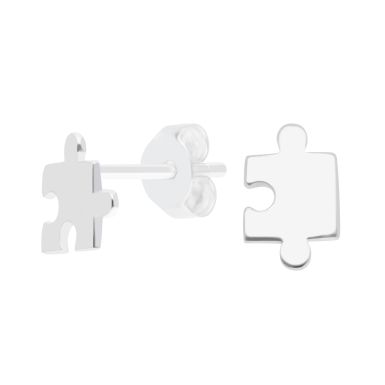 New Sterling Silver Jigsaw Puzzle Pieces Stud Earrings