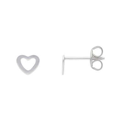 New Sterling Silver Open Centre Heart Stud Earrings