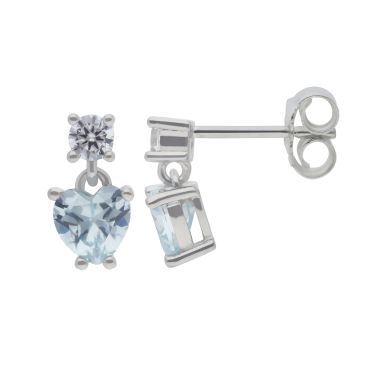 New Silver Aqua Colour Cubic Zirconia Small Drop Earrings