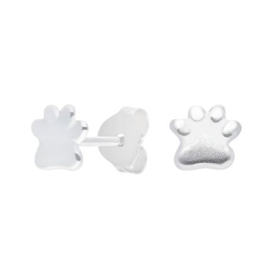 New Sterling Silver Paw Print Stud Earrings