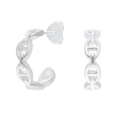 New Sterling Silver Anchot/Gucci Link Hoop Earroings