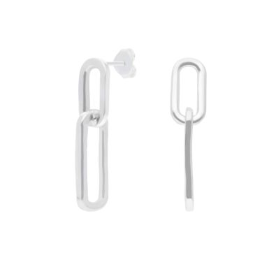 New Sterling Silver Paper Link Drop Earrings