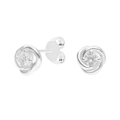 New Sterling Silver Cubic Zirconia Knot Stud Earrings