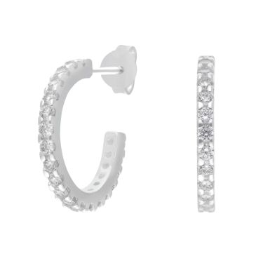 New Sterling Silver Cubic Zirconia Stud Hoop Earrings