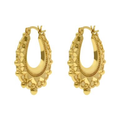 New Gold Plated Sterling Silver Traditional Creole Hoop Earrings