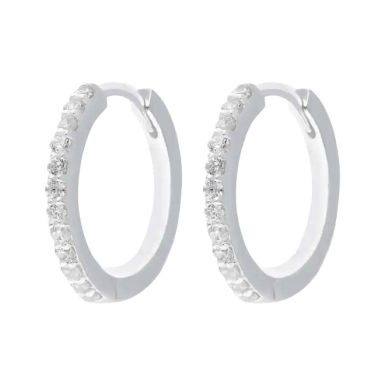 New Sterling Silver Cubic Zirconia 15mm Huggie Hoop Earrings