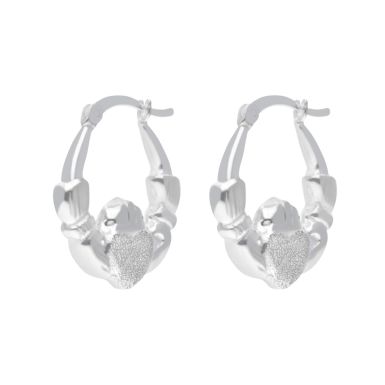 New Sterling Silver Claddagh Creole Hoop Earrings