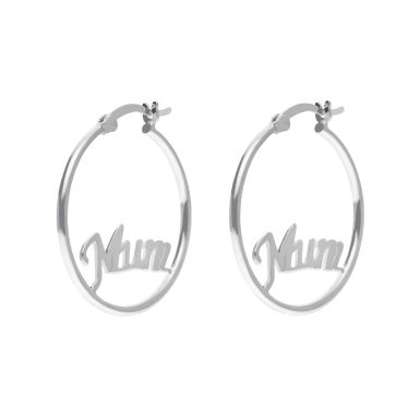 New Sterling Silver Mum 25mm Hoop Earrings