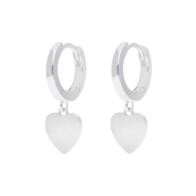 New Sterling Silver Heart Charm Huggie Hoop Earrings