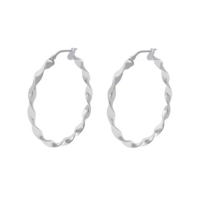 New Sterling Silver Twist Hoop Creole Earrings
