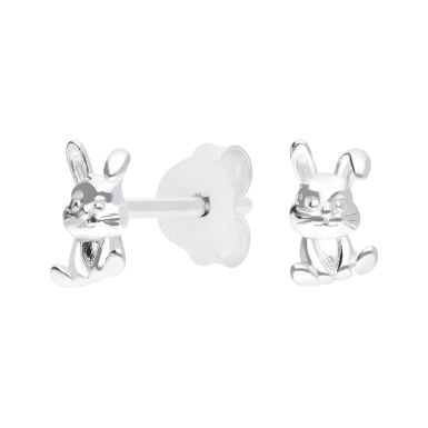 New Sterling Silver Cute Bunny Stud Earrings