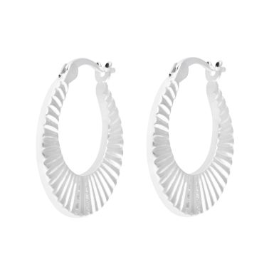 New Sterling Silver Ridged Creole Hoop Earrings