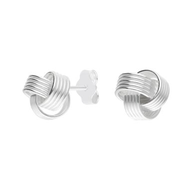 New Sterling Silver Ridged Knot Stud Earrings