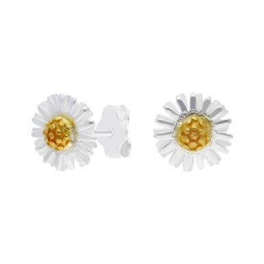 New 2 Colour Sterling Silver Daisy Stud Earrings
