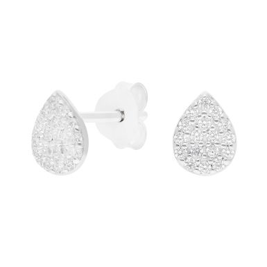 New Sterling Silver Cubic Zirconia Small Teardrop Stud Earrings