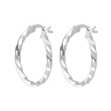 New Sterling Silver Round Twist Patterned Hoop Earrings