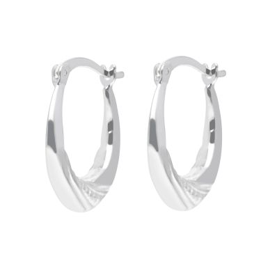 New Sterling Silver Oval Patterned Hoop Earrings