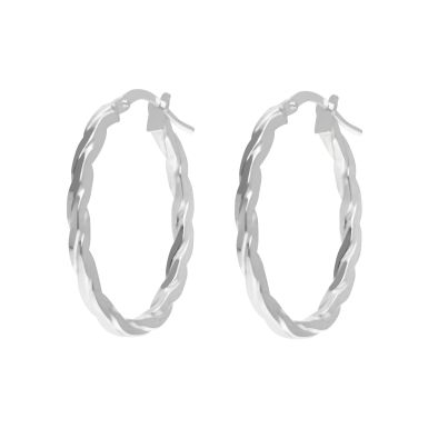 New Sterling Silver Oval Twisted Hoop Earrings