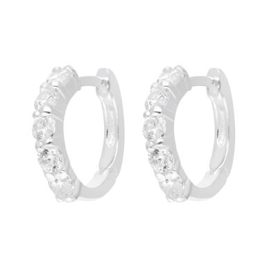 New Sterling Silver Cubic Zirconia Small Huggie Hoop Earrings