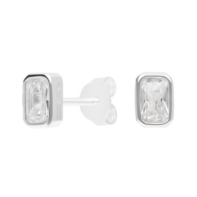 New Sterling Silver Cubic Zirconia Stud Earrings