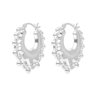 New Sterling Silver Round Traditional Style Creole Hoop Earrings