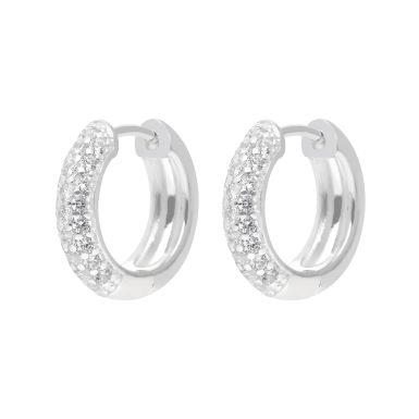 New Sterling Silver Cubic Zirconia Chunky Huggie Hoop Earrings