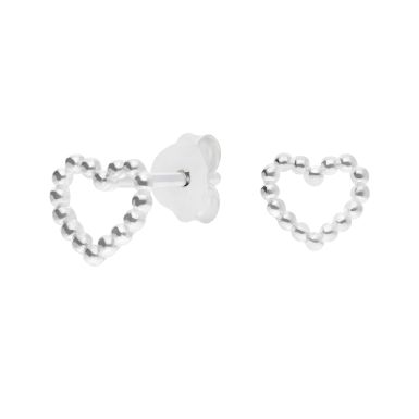 New Sterling Silver Bead Heart Stud Earrings