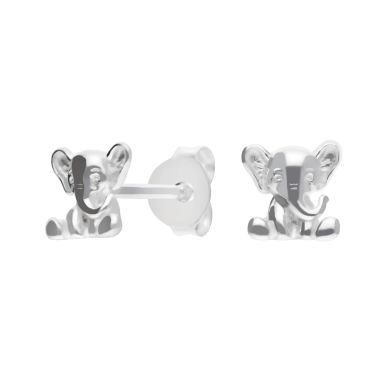 New Sterling Silver Cute Sitting Elephant Stud Earrings