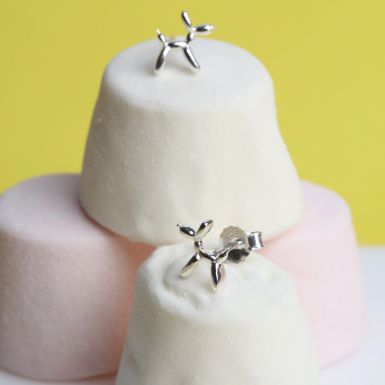 New Sterling Silver Balloon Dog Stud Earrings