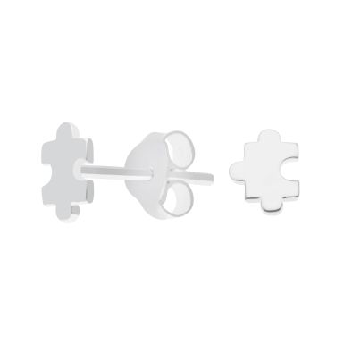 New Sterling Silver Jigsaw Puzzle Pieces Stud Earrings