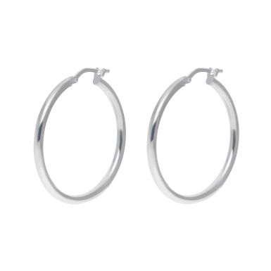 New Sterling Silver 30mm Slim Hoop Creole Earrings