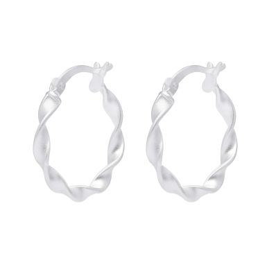 New Sterling Silver Satin Twist Hoop Creole Earrings