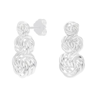 New Sterling Silver Trilogy Knot Drop Earrings