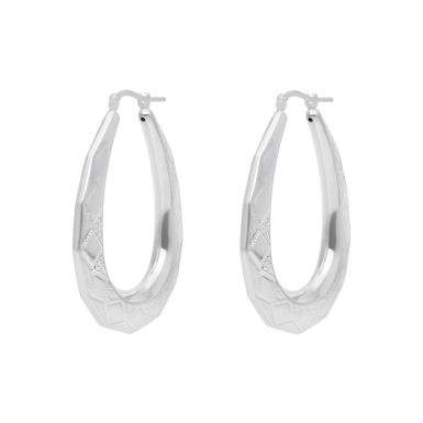 New Sterling Silver Large Harlequin Creole Earrings