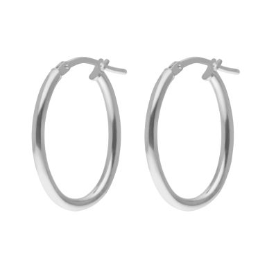 New Sterling Silver Oval Hoop Creole Earrings