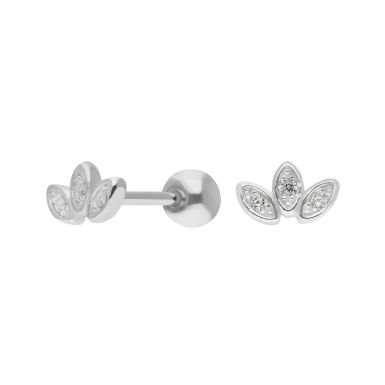 New Sterling Silver Cubic Zirconia Trilogy Labret Stud Earrings