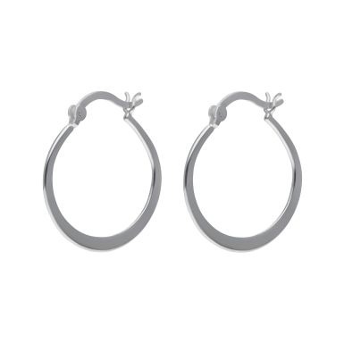 New Sterling Silver 22mm Graduated Flat Hoop Creole Earrings