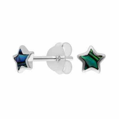 New Sterling Silver Paua Shell Star Stud Earrings