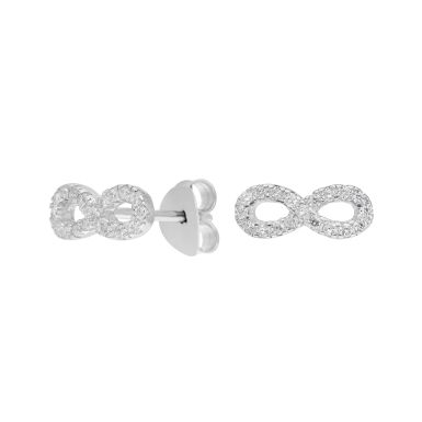 New Sterling Silver Cubic Zirconia Infinity Stud Earrings