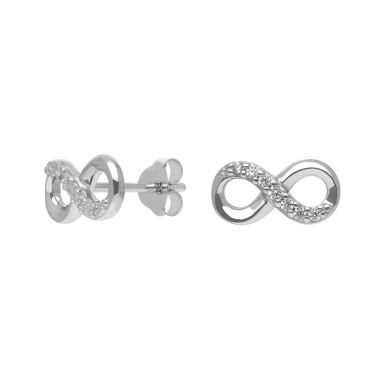 New Sterling Silver Cubic Zirconia Infinity Stud Earrings