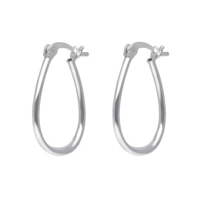 New Sterling Silver Oval Creole Earrings