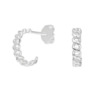 New Sterling Silver Curb Chain Link 3/4 Hoop Earrings