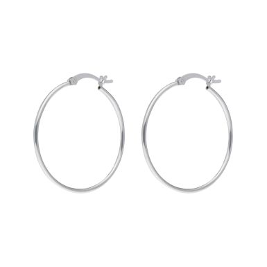 New Sterling Silver 30mm Plain Hoop Creole Earrings